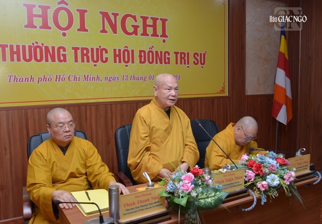 Hòa thượng Thích Thiện Nhơn phát biểu khai mạc Hội nghị Ban Thường trực Hội đồng Trị sự
