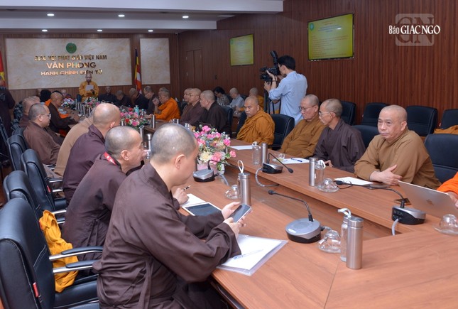 Quang cảnh buổi họp về công tác Vesak Liên Hiệp Quốc 2025 tại Văn phòng 2 T.Ư - thiền viện Quảng Đức