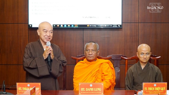 Hòa thượng Thích Nhựt Hỷ trình bày ý kiến về Hội thi giáo lý do Ban Hướng dẫn Phật tử phối hợp Ban Hoằng pháp GHPGVN TP.HCM tổ chức
