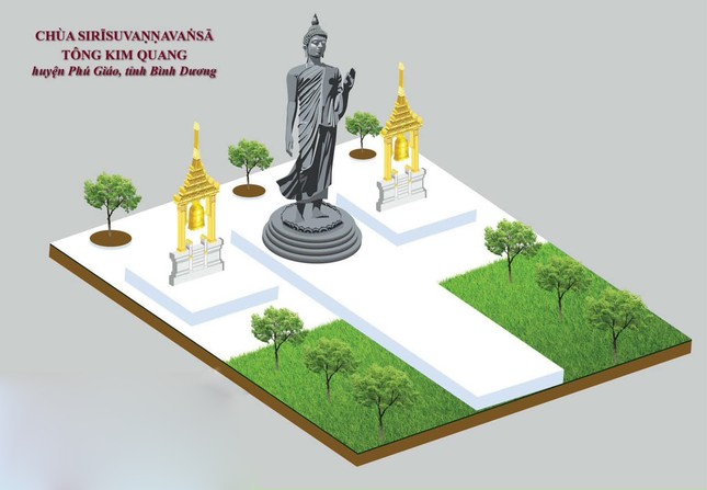 Mô hình tôn tượng Đức Phật Thích Ca và tháp chuông - Ảnh: TKQ