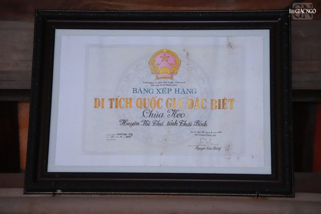 Tháng 9-2012, chùa Keo được công nhận Di tích quốc gia đặc biệt. Tháng 10-2017, chùa đón nhận Bằng ghi danh Lễ hội chùa Keo là Di sản văn hóa phi vật thể quốc gia