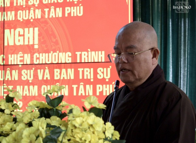 Hòa thượng Thích Thiện Hòa, Trưởng Ban Trị sự Phật giáo quận phát biểu