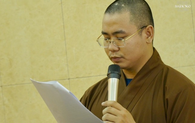 Đại đức Thích Nguyên An, Phó Thư ký kiêm Phó Văn phòng Ban Trị sự báo cáo hoạt động Phật sự năm 2023