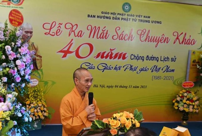Chủ biên Hòa thượng Thích Thanh Điện, Phó Tổng thư ký Hội đồng Trị sự GHPGVN phát biểu tại buổi lễ Chủ biên Hòa thượng Thích Thanh Điện, Phó Tổng thư ký Hội đồng Trị sự GHPGVN phát biểu tại buổi lễ