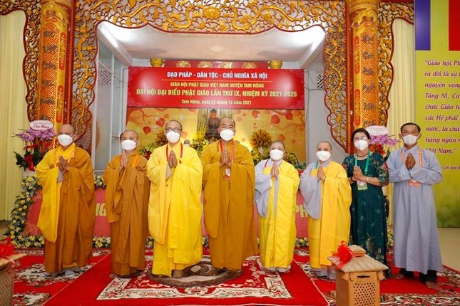 Tân Ban Trị sự Phật giáo huyện Tam Nông, nhiệm kỳ 2021-2026 ra mắt đại hội
