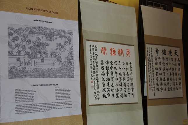 Ngự chế “Thiên Mụ chung thanh” được các tác giả thể hiện qua thư pháp chữ Hán với loại hình bút pháp Triện, Lệ, Chân, Hành, Thảo