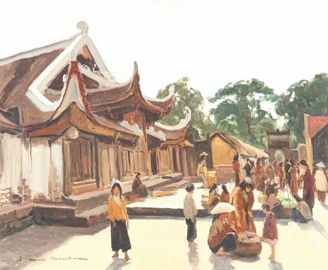 &quot;Chùa làng giấy ở Hà Nội&quot;, sơn dầu, Maurice Ménardeau (1897-1971)