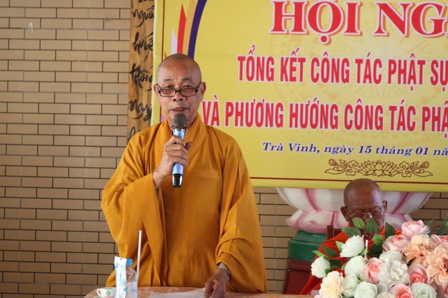 Hòa thượng Thích Huệ Pháp phát biểu tiếp thu ý kiến chỉ đạo