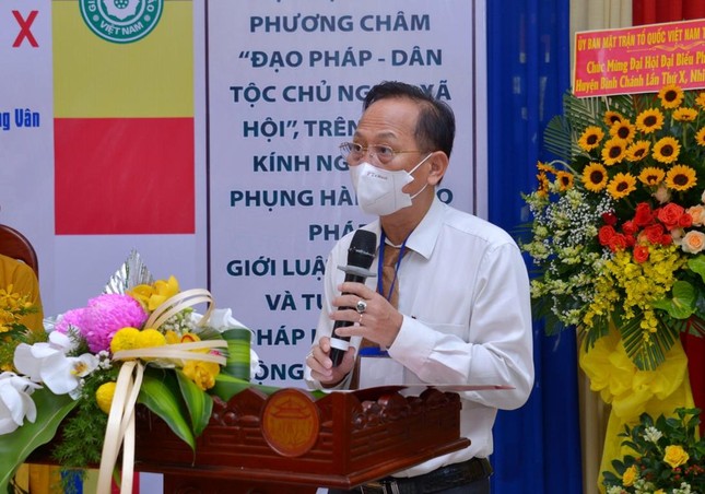 Ông Trần Văn Nam, Bí thư Huyện ủy Bình Chánh phát biểu tại đại hội