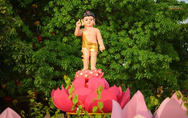 Tượng Phật đản sanh lộ thiên tại chùa Pháp Hoa (quận 3)