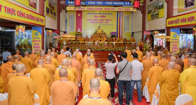 Toàn cảnh phiên trù bị Đại hội đại biểu Phật giáo tỉnh Long An lần thứ X, nhiệm kỳ 2022-2027