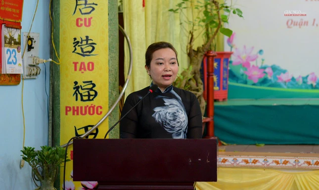 Bà Nguyễn Trung Châu Tuyên phát biểu