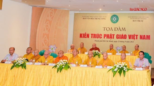 Tọa đàm "Kiến trúc Phật giáo Việt Nam" tại TP.HCM với sự tham dự chứng minh, chủ tọa của Hòa thượng Thích Thiện Tâm, Phó Chủ tịch Hội đồng Trị sự; Thượng tọa Thích Đức Thiện, Phó Chủ tịch kiêm Tổng Thư ký Hội đồng Trị sự và các vị giáo phẩm lãnh đạo Ban Trị sự các tỉnh thành, Ban Văn hóa Trung ương và các nhà nghiên cứu