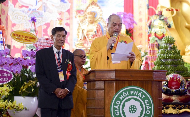Thượng tọa Thích Truyền Cường phát biểu cảm tạ của Ban Tổ chức