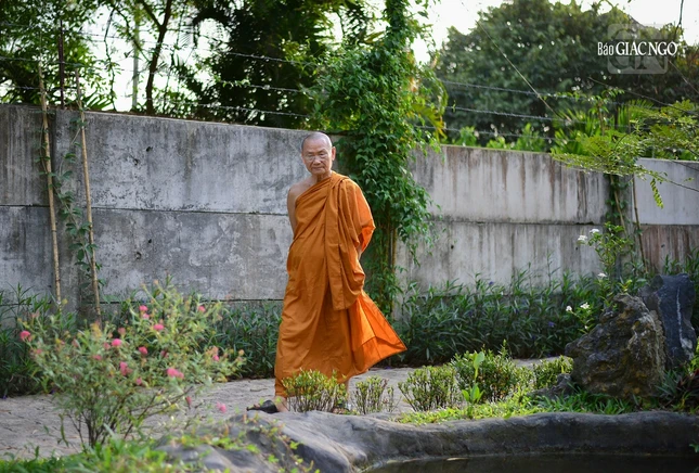 Hình ảnh bình dị, đời thường của Trưởng lão Hòa thượng Viên Minh là điều mà người dân dễ bắt gặp khi đến chùa Bửu Long