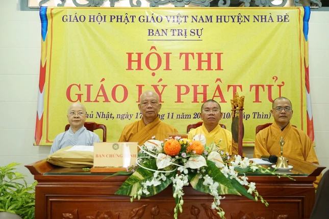 Hội thi giáo lý Phật tử do Ban Trị sự GHPGVN H.Nhà Bè được tổ chức tại chùa Pháp Võ (H.Nhà Bè, TP.HCM) với sự chứng minh, tham dự của Thượng tọa Thích Thiện Từ, Trưởng ban Trị sự Phật giáo huyện và các vị trong Ban Tổ chức