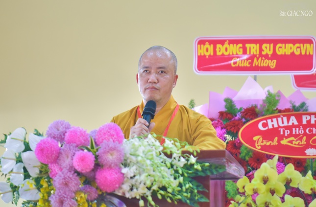 Đại đức Thích An Nhựt báo cáo tổng kết Đại giới đàn