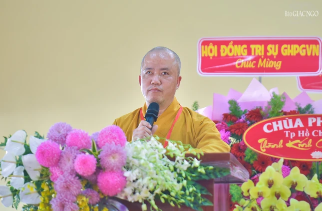 Đại đức Thích An Nhựt báo cáo tổng kết Đại giới đàn