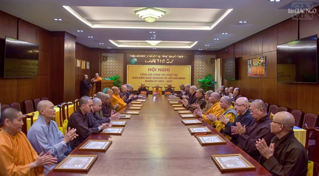 Toàn cảnh hội nghị tổng kết nhiệm kỳ 2022-2027 của Ban Kiểm soát GHPGVN TP.HCM