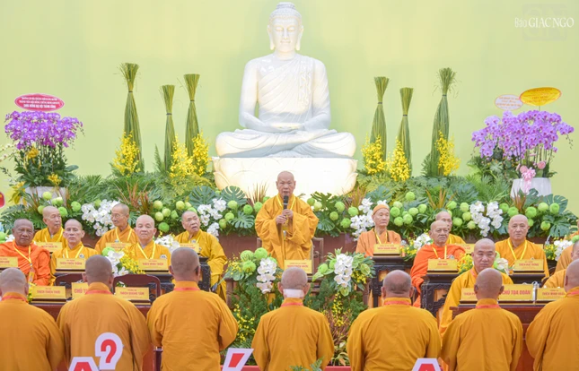 Trưởng lão Hòa thượng Thích Thiện Nhơn phát biểu chỉ đạo tại đại hội