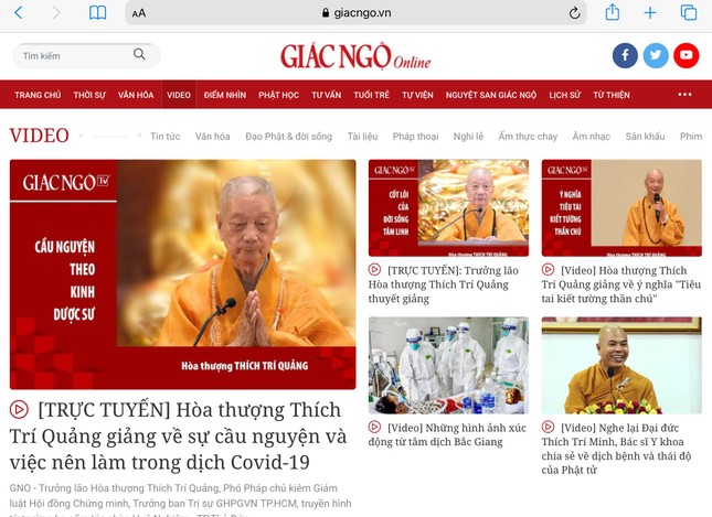 Giao diện Giác Ngộ Online mới tích hợp video - đa phương tiện