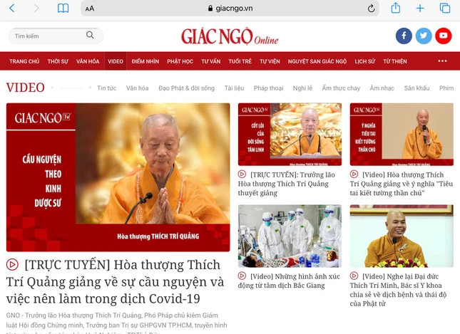 Giao diện Giác Ngộ Online mới tích hợp video - đa phương tiện