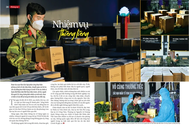 Một phần của phóng sự ảnh do Trần Thế Phong thực hiện trên số báo đặc biệt của Báo Giác Ngộ - Thiết kế: Tống Viết Diễn