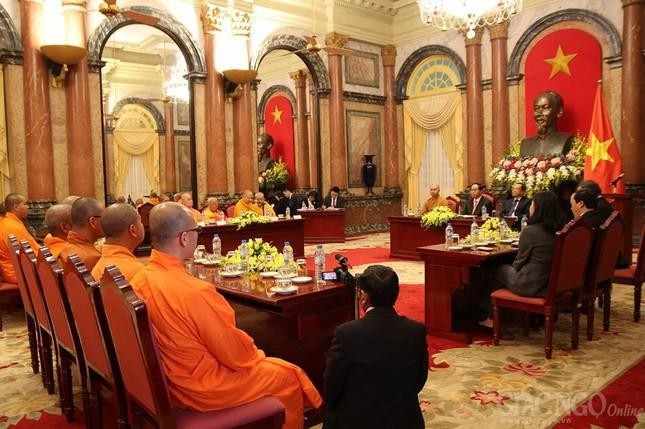 Chủ tịch nước Trần Đại Quang tiếp phái đoàn Annamnikai tại Phủ Chủ tịch - Ảnh: Tang Thien