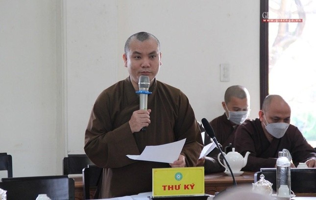 Đại đức Thích Quang Tư, Phó Thư ký kiêm Chánh Văn phòng Ban Trị sự tỉnh báo cáo kiểm diện