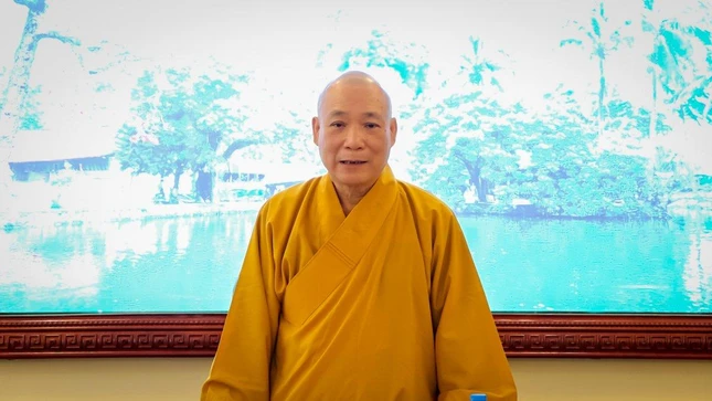 Hòa thượng Thích Bảo Nghiêm chủ trì phiên họp của Ban Thường trực, Ban Tổ chức Đại hội với các cơ quan chức năng chiều 4-7-2022 - Ảnh: Công Minh