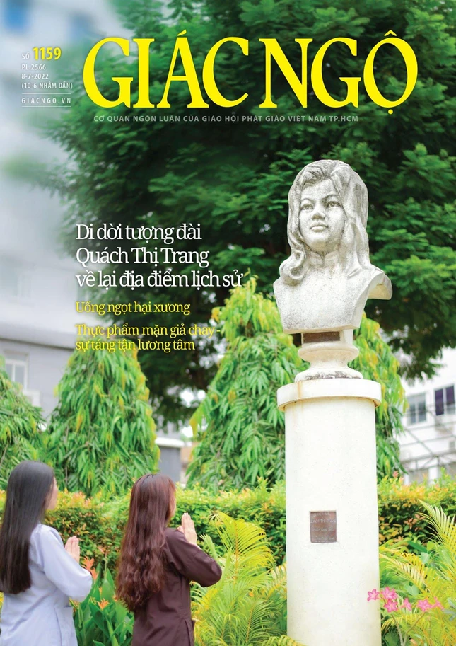 Tượng Quách Thị Trang an vị tạm tại công viên Bách Tùng Diệp - Ảnh: Quảng Đạo