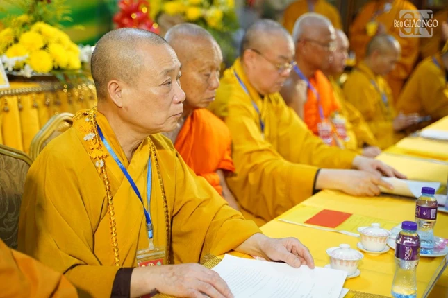 Các vị giáo phẩm lãnh đạo GHPGVN và Phật giáo Lào chứng minh