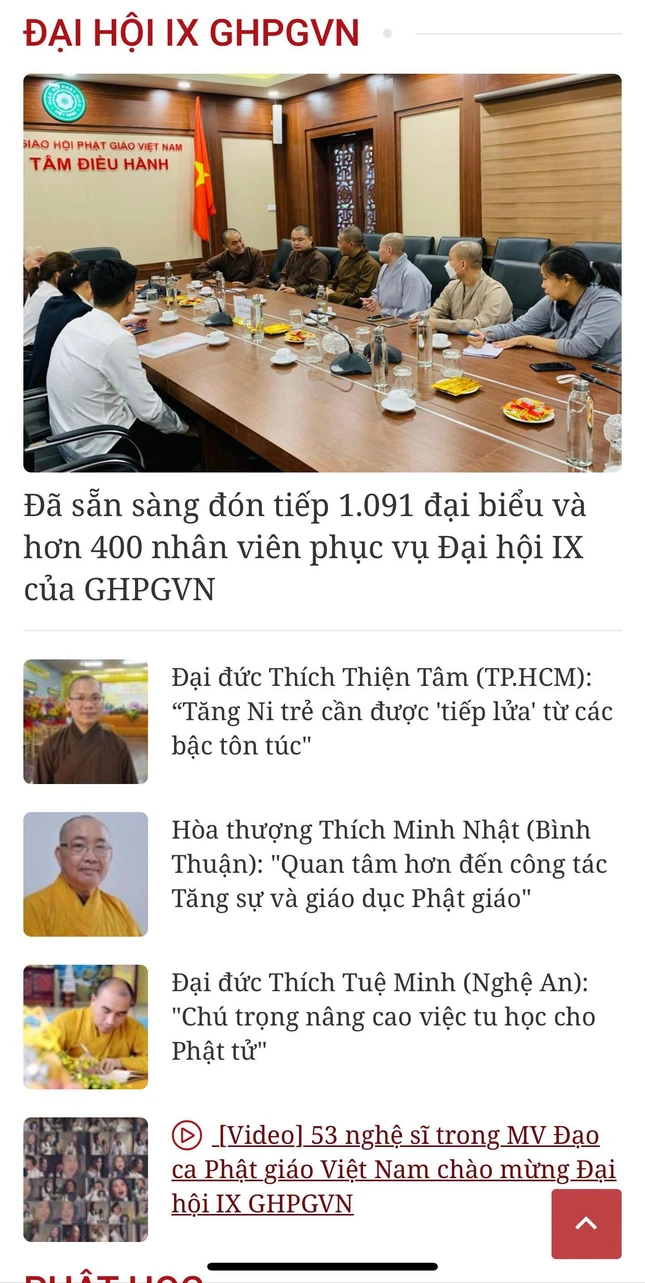 Thông tin về Đại hội được cập nhật liên tục trên Giác Ngộ Online phiên bản điện thoại