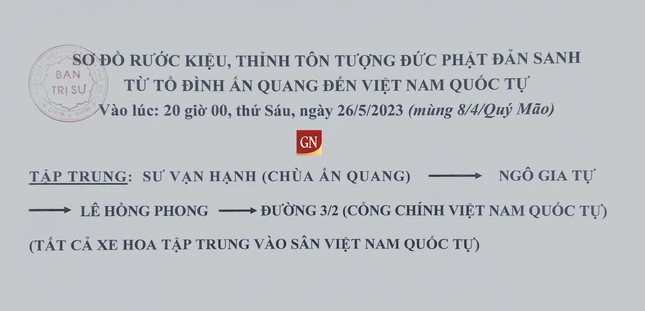 Lộ trình lễ rước Phật tối mùng 8 tháng Tư Âm lịch Lộ trình lễ rước Phật tối mùng 8 tháng Tư Âm lịch