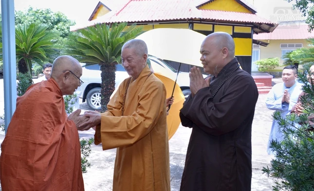 Trưởng lão Hòa thượng Thích Trí Quảng, Pháp chủ GHPGVN về Cần Thơ thăm Trưởng lão Hòa thượng Giác Nhường, Phó Pháp chủ kiêm Giám luật Hội đồng Chứng minh GHPGVN