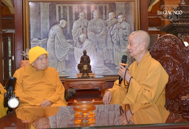 Trưởng lão Hòa thượng Thích Trí Quảng chia sẻ những dấu ấn trước đây và suy nghĩ của ngài về Thiền sư Thích Thanh Từ trong buổi thăm sáng 28-6-2023 tại thiền viện Thường Chiếu