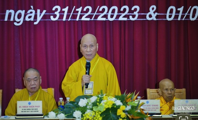 Trường lão Hoà thượng Thích Giác Quang, Phó Pháp chủ GHPGVN đại lao đọc thư chúc mừng của Đức Pháp chủ GHPGVN