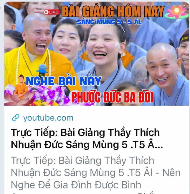 Trạng thái "trực tiếp" trên nền tảng YouTube đang diễn ra sáng nay, 5-5-Giáp Thìn (10-6-2024)