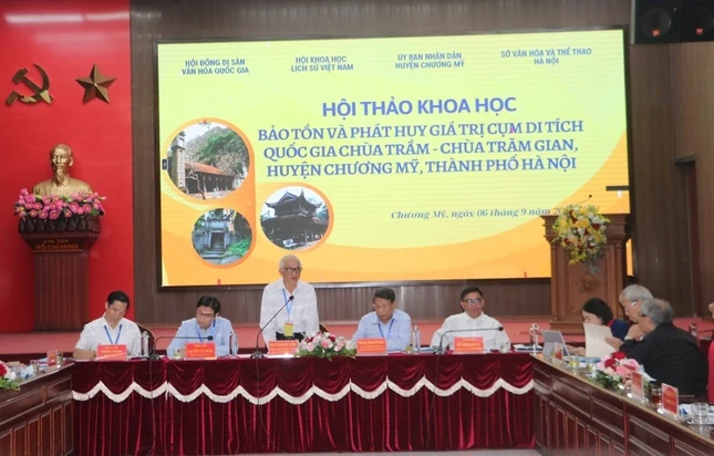 PGS.TS Trần Đức Cường - Chủ tịch Hội Khoa học lịch sử Việt Nam phát biểu tại hội thảo.