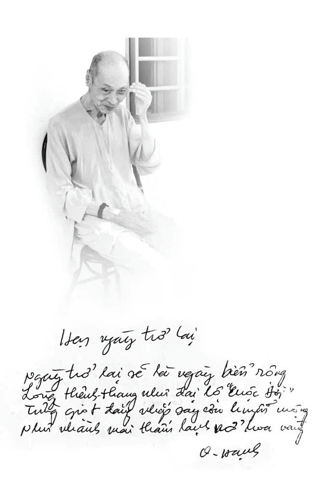 Chân dung và thủ bút một bài thơ trước khi xả bỏ báo thân của Hòa thượng Thích Quảng Hạnh