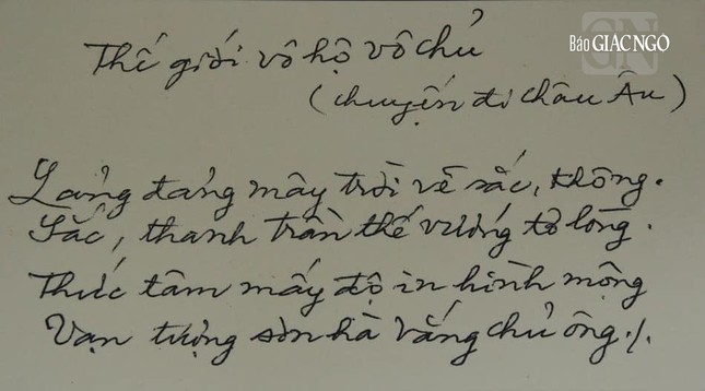 Thủ bút của Trưởng lão Hòa thượng trong một bài thơ do ngài cảm tác