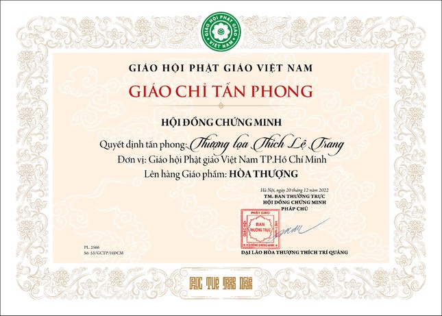 Mẫu Giáo chỉ tấn phong Hòa thượng mới được ban hành trong năm 2024