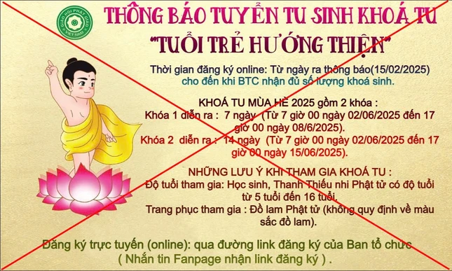 Thông tin giả danh khóa tu mùa hè để lừa đảo trên mạng xã hội