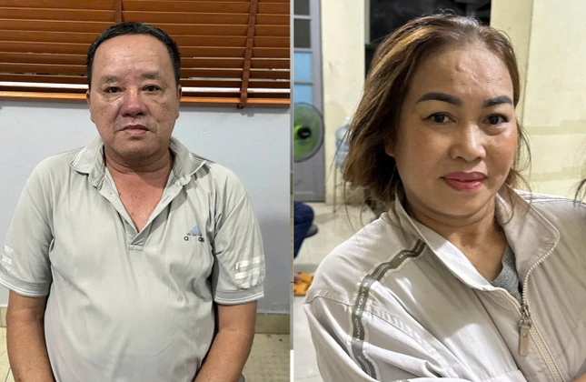 Huỳnh Kim Long và Nguyễn Thị Hiền tại cơ quan điều tra - Ảnh: Dương Đông