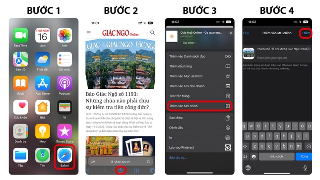 Các bước thực hiện trên Iphone