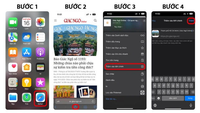 Các bước thực hiện trên Iphone