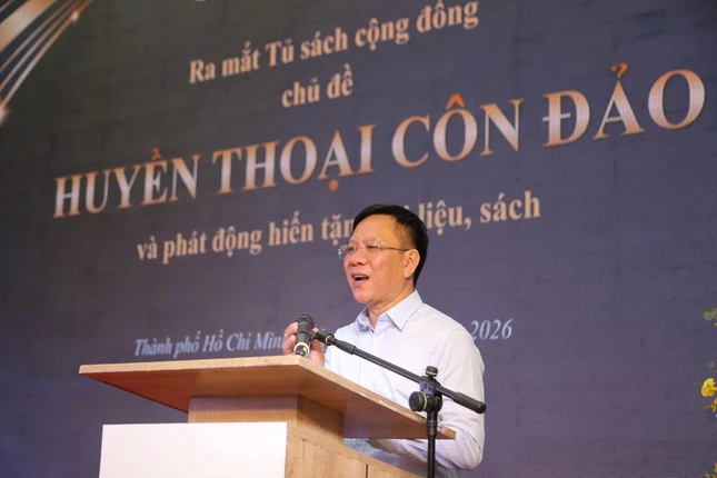 Ông Nguyễn Ngọc Hồi, Phó Giám đốc Sở Văn hóa và Thể thao TP.HCM phát biểu tại sự kiện ra mắt tủ sách Huyền thoại Côn Đảo