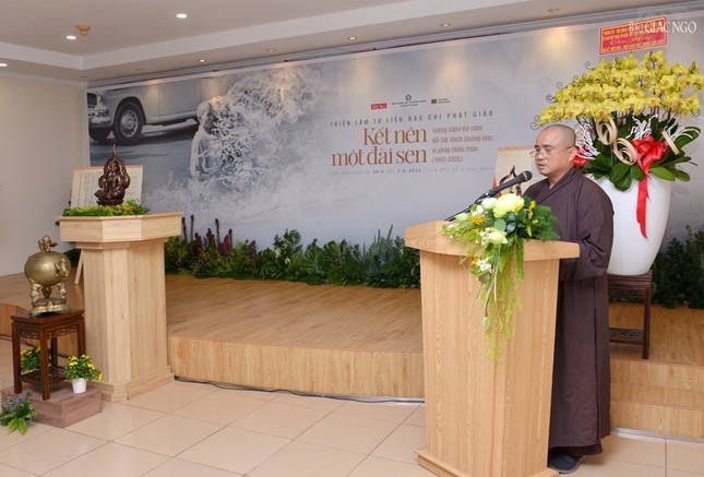 Thượng toạ Thích Tâm Hải phát biểu khai mạc triển lãm