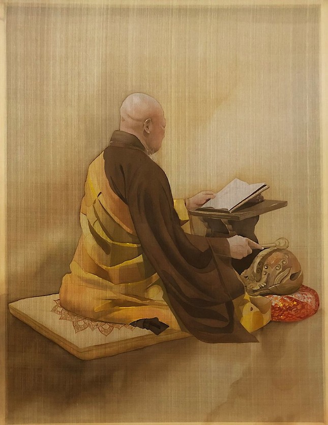 Tác phẩm "Ông cụ", màu nước trên lụa