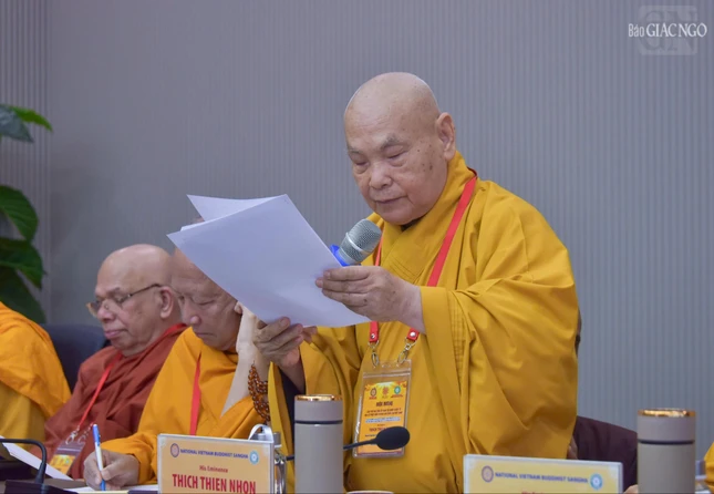 Trưởng lão Hòa thượng Thích Thiện Nhơn phát biểu chào mừng Trưởng lão Hòa thượng Thích Thiện Nhơn phát biểu chào mừng